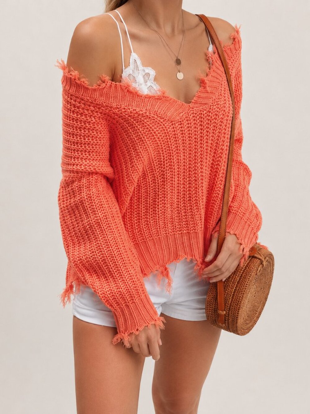 Red Dress Boutique Distressed Knitted Oversized Sweater. Like Brand New Size S/M